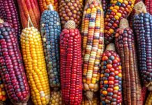 Las mazorcas que colorean los campos