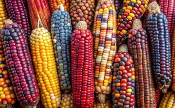 Las mazorcas que colorean los campos