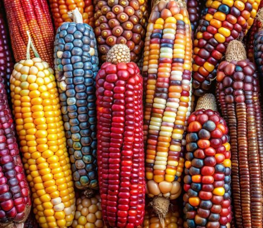 Las mazorcas que colorean los campos
