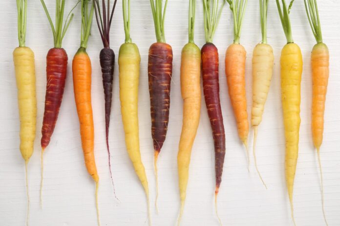 Colorful,Carrots,On,A,Wooden,White,Background.